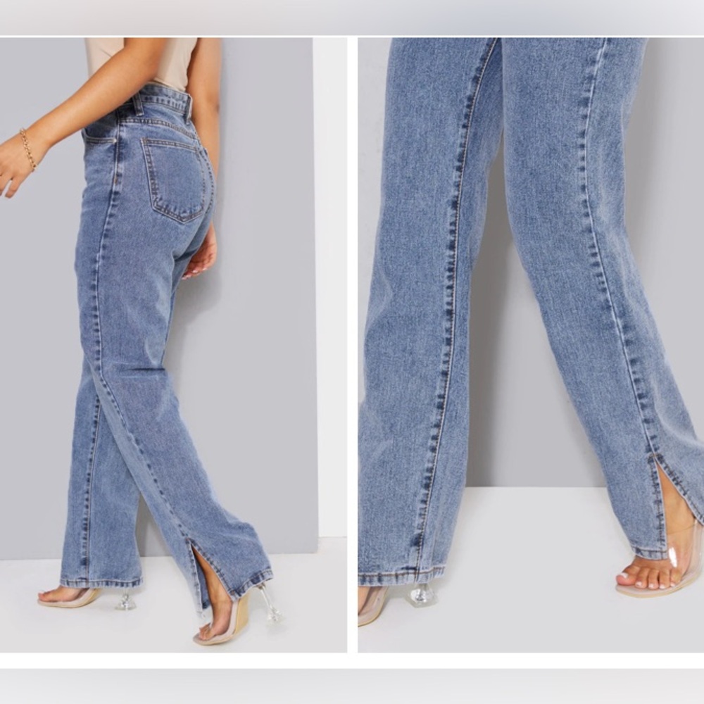 PrettyLittleThing Split Leg Jeans 16 UK/12 US - Picture 2 of 11